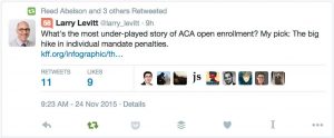@larry_levitt What's the most under-played story of ACA open enrollment? My pick: The big hike in individual mandate penalties