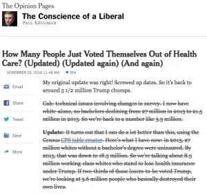 How many people just voted themselves out of health care? Paul Krugman