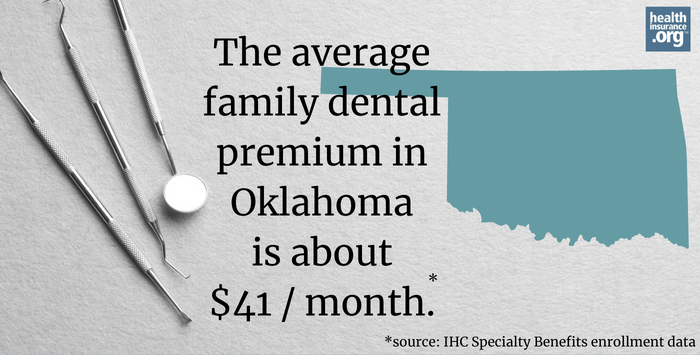The average family dental premium in Oklahoma is about $41/month.