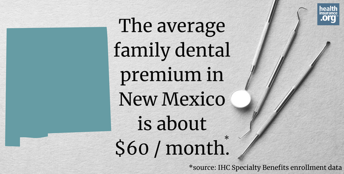 The average family dental premium in New Mexico is about $60/month.
