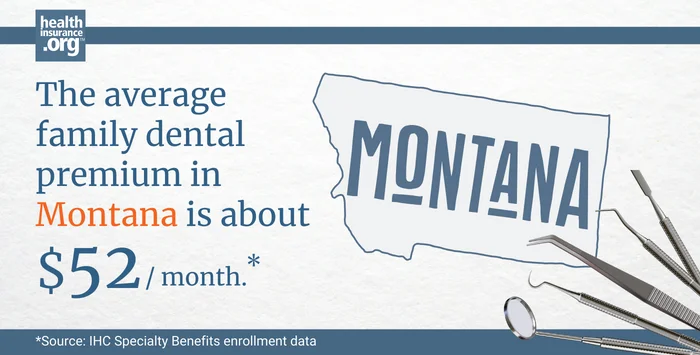 The average family dental premium in Montana is about $52/month.